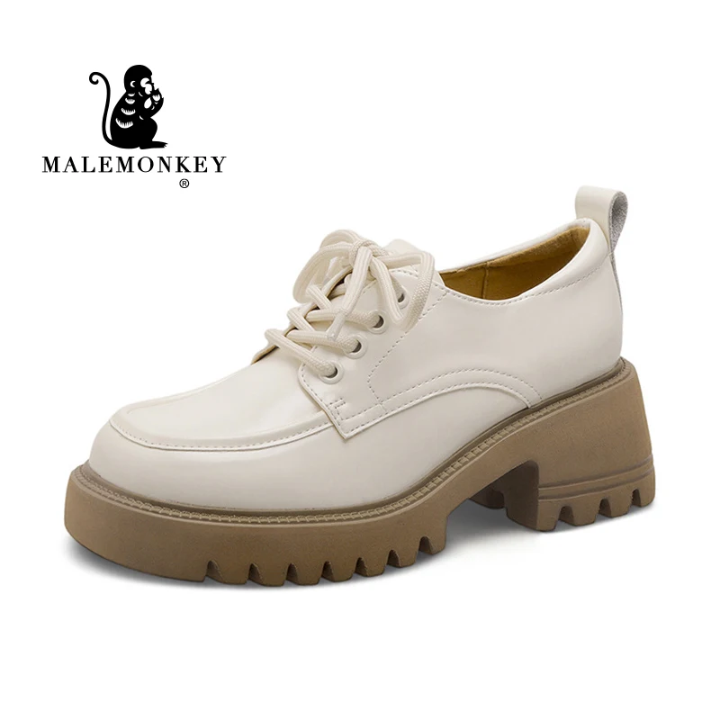 

Женские Кожаные Туфли-оксфорды; Коллекция 2022 года; Высокое качество; Модные офисные туфли с квадратным носком на платформе; Легкие Нескольз...