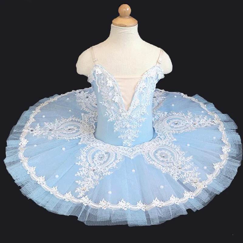 

Kids Blue Sequined Ballerina Ballet Tutu Dress Girls Swan Lake Dancing Dress Costumes Teenage Professional Ballet Clothes