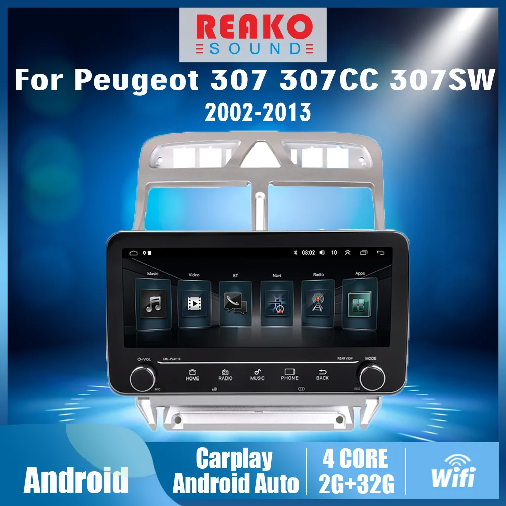 

2 din 10,25 Android для Peugeot 307 307CC 307SW 2002-2013 Автомобильный мультимедийный видеоплеер аудио FM BT GPS-навигатор