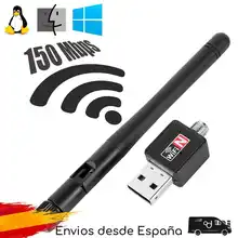 150Mbps Dongle Wireless External USB WiFi LAN Adapter Long Range 2dBi Antenna Black for Computer Laptop Windows 10 7 XP