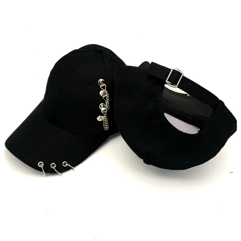 

Hat Female Korean Style Personality Chain Iron Ring Peak Cap Student Outing Baseball Cap All-Match Spring and Summer Sun Hat
