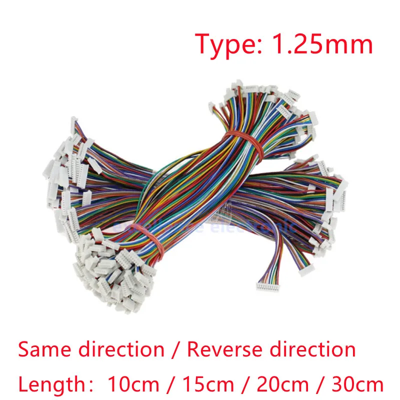 

10Pcs Micro JST 1.25mm Wire Connector Pitch 1.25mm 2P 3P 4P 5P 6P 7P 8P 9P 10P Female to Female Plug Same / Reverse Direction