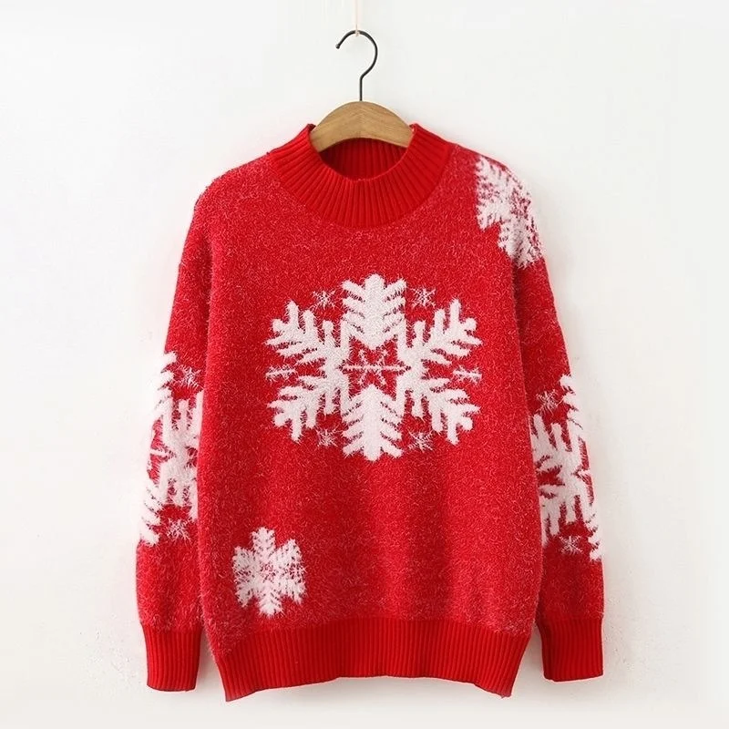 

Модный кашемировый свитер в Корейском стиле, Женский пуловер с длинным рукавом, верхняя одежда, Рождественская модель для девочек