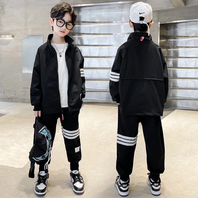 

2 шт./комплект, детский хлопковый костюм из куртки и брюк