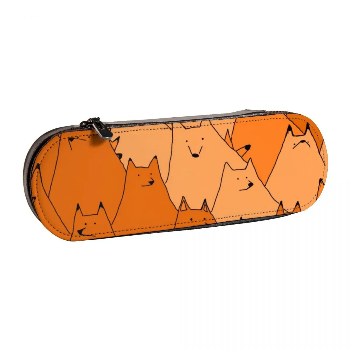 

Funny Fox Pencil Case Wild Animal Stationery Teens Leather Pencil Box Cute Hard Zipper Pen Organizer