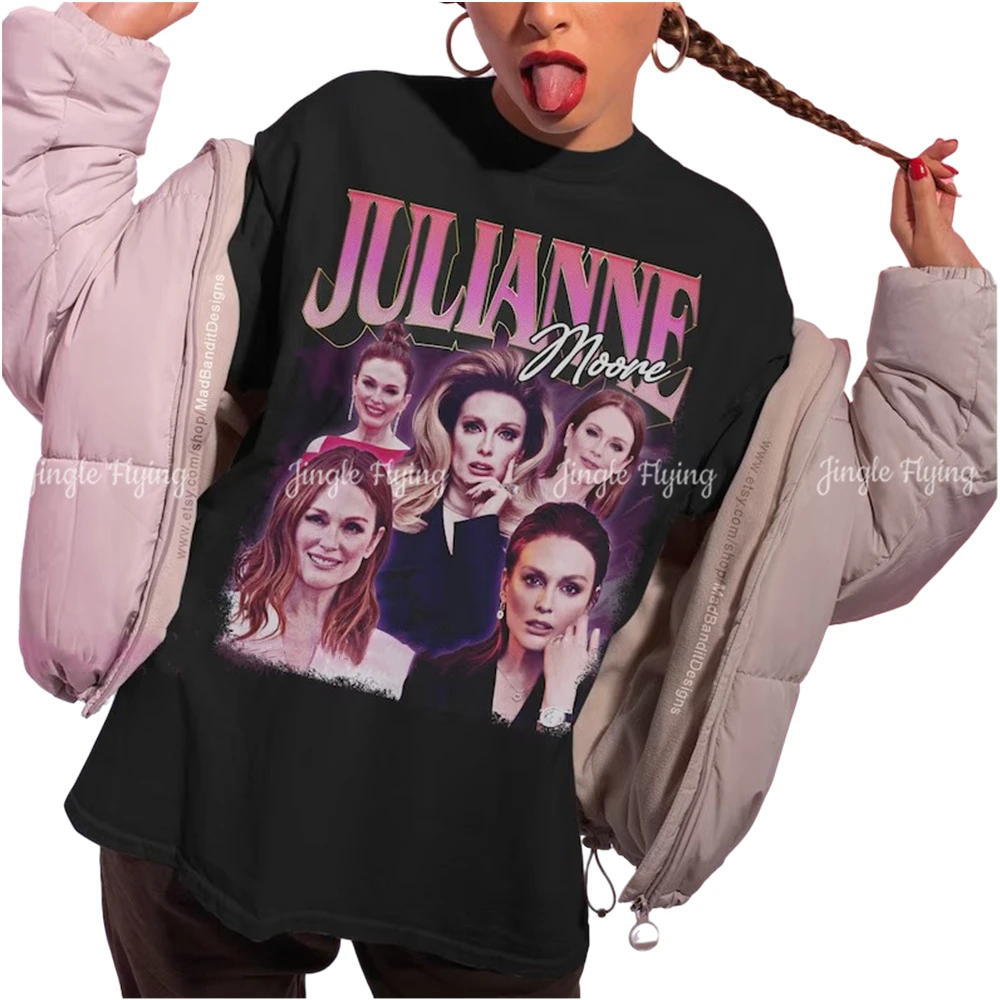 Рубашка Julianne Moore крутая Женская футболка из 100% хлопка стильная 70s 80s 90s Rocker Design