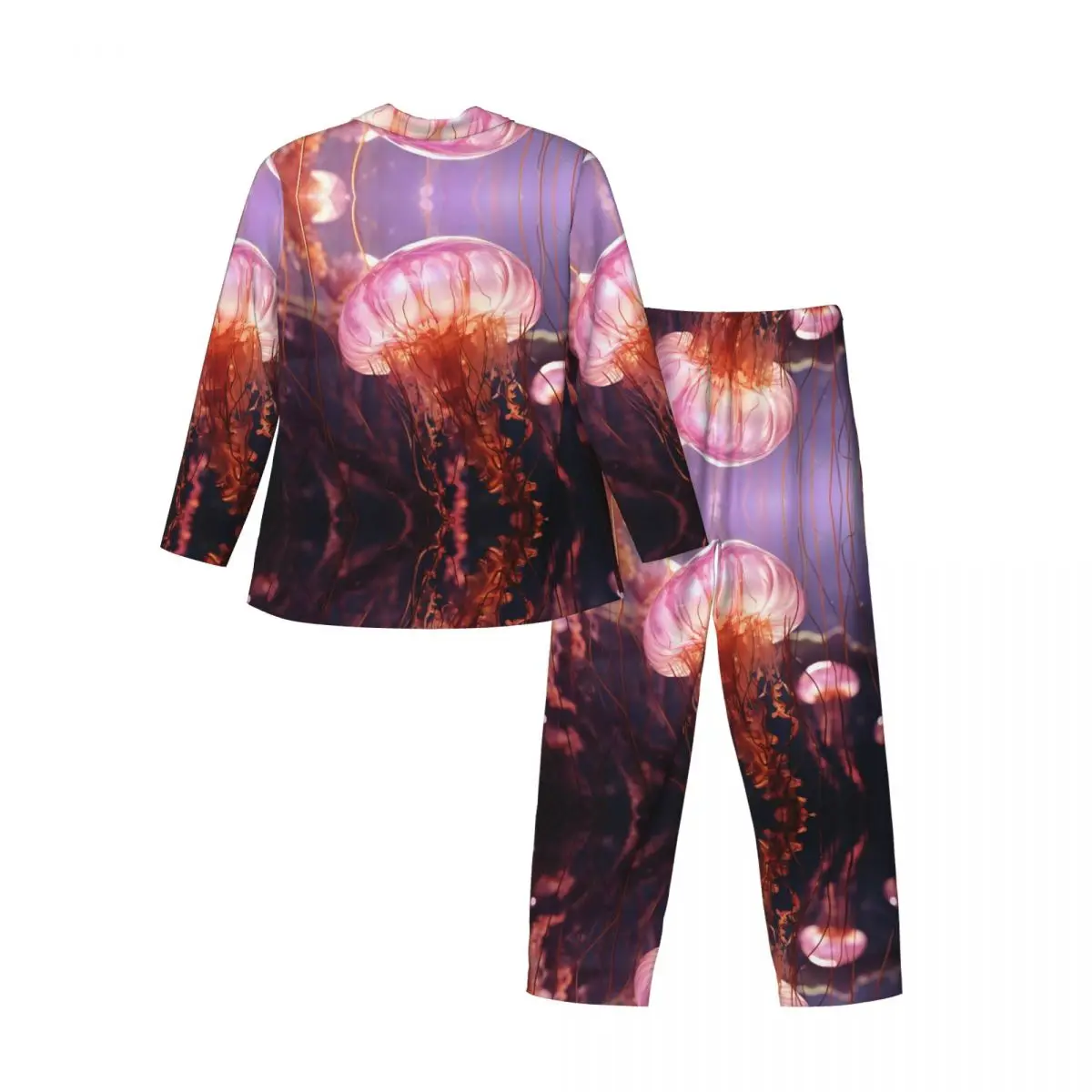 Мужской пижамный комплект на осень-зиму с длинными рукавами Majestic Jellyfish Swarm Ocean
