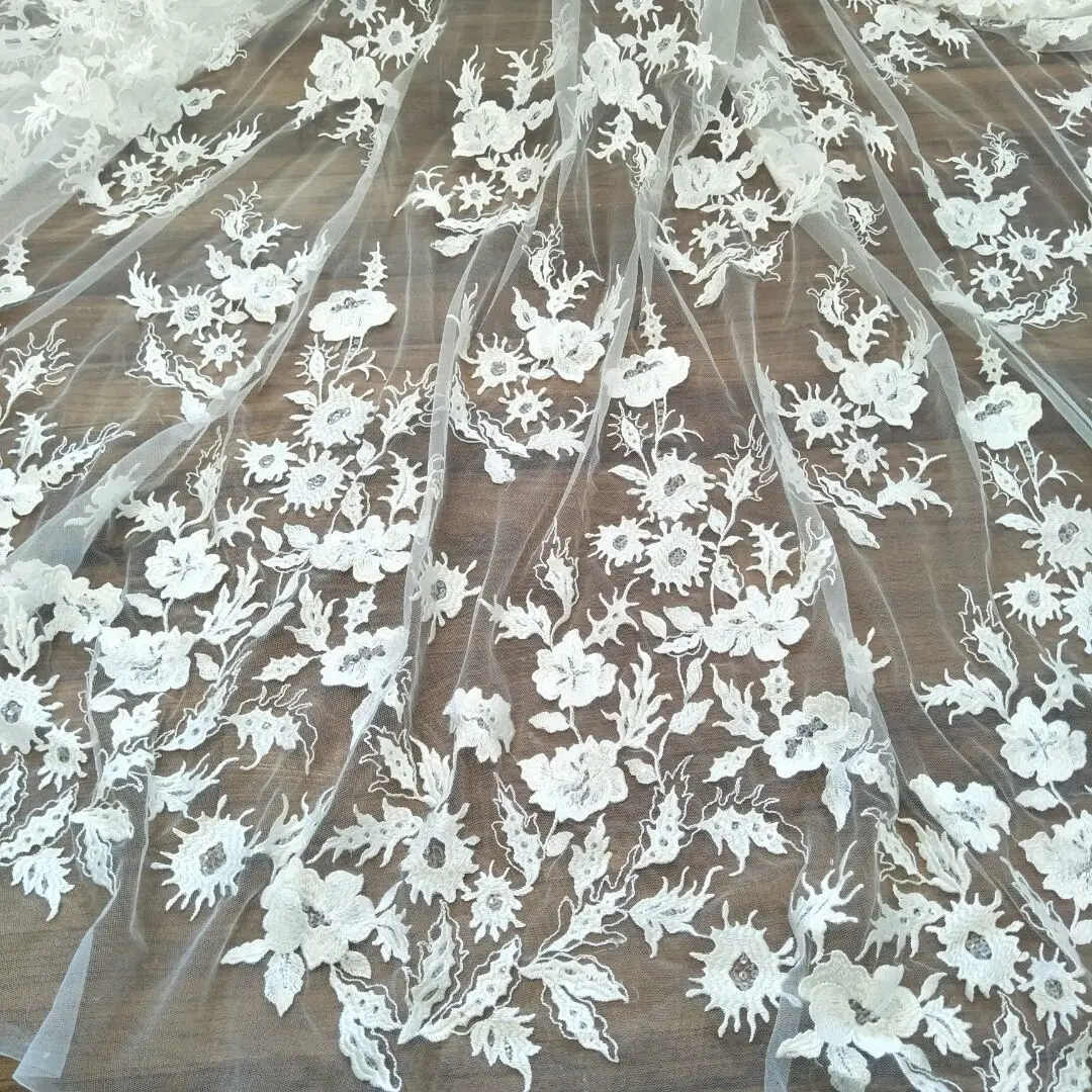 

Маленькая Цветочная кружевная ткань, свадебное платье, кружевная ткань, продажа по ярду