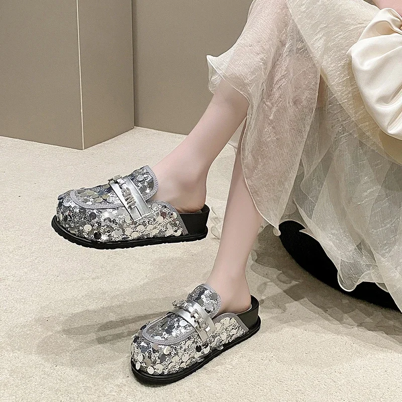 Женские тапочки Baotou весна-лето 2023 новые модные туфли Мюллера на толстой подошве с