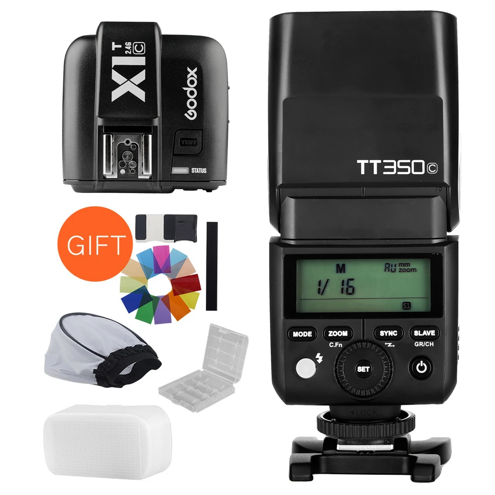 

Вспышка Godox TT350C TT350N TT350S TT350F TT350O TTL HSS 1/8000s с передатчиком X1T