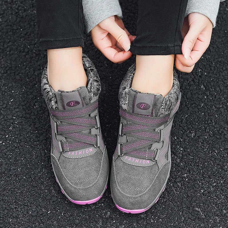 Winter Fleece Women's Walking Shoes Magnetic Resonance Massage Casual Shoes Unisex Outdoors Wrap Ankle Snow Boots Plush