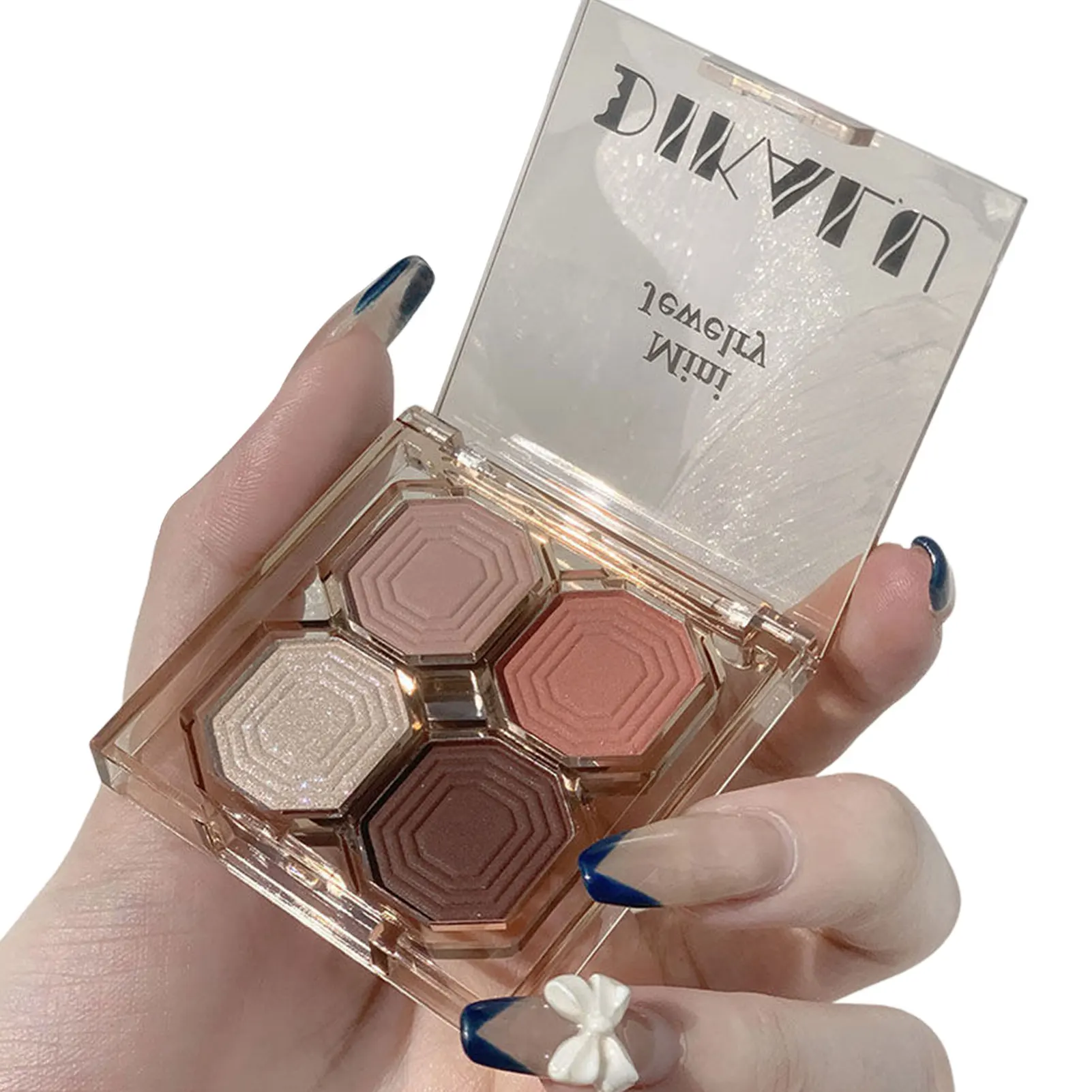 Блестящие тени для век Палитра 4 цвета блестящие самоклеящиеся стойкие