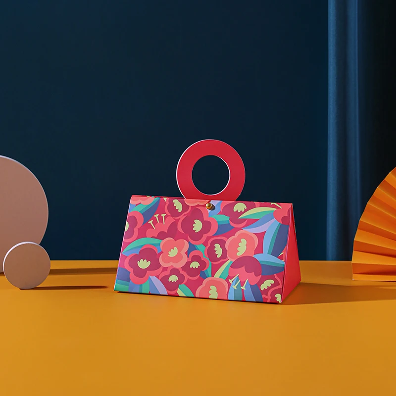 

20pcs Bright Color Flower Printing Small Gift Box with handle Party Favor Gift Wrapping Box Product Packaging for Small Business