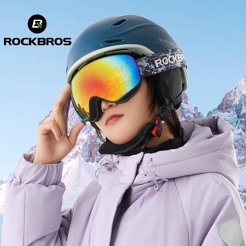 

ROCKBROS лыжные очки, двойные противотуманные лыжные очки, очки для сноуборда, ПК, линзы, большая маска, лыжные очки для взрослых и детей, для спо...
