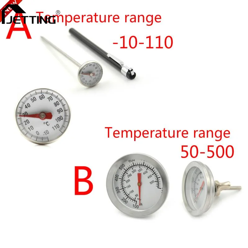 

-10-100 /50-500 Celsius Stainless Steel Barbecue BBQ Smoker Grill Thermometer Temperature Gauge