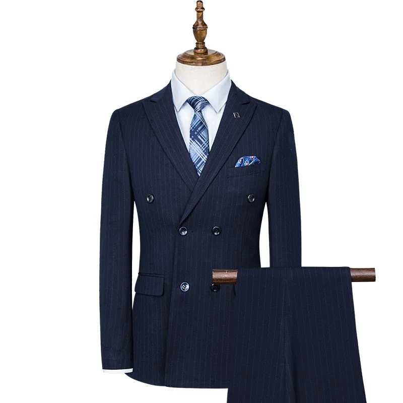 

2022 Boutique (Blazer + Vest + Pants) Men's Suit Fashion Business Elegant Double Breasted Gentleman Wedding Formal 3 Piece Set