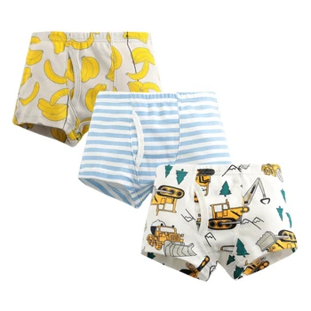 3pcs/lot Boys Print Boxer Briefs Cute Cartoon Dinosaur Striped Print Kids Underwear Baby Boy Shorts Teenager Underpants 1