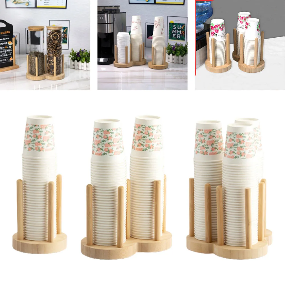 

Disposable Cup Storage Holder Detachable Cup Rack Water Tea Paper Cup Wood Dispenser Longer Stick Mug Display Stand Kitchen Tool