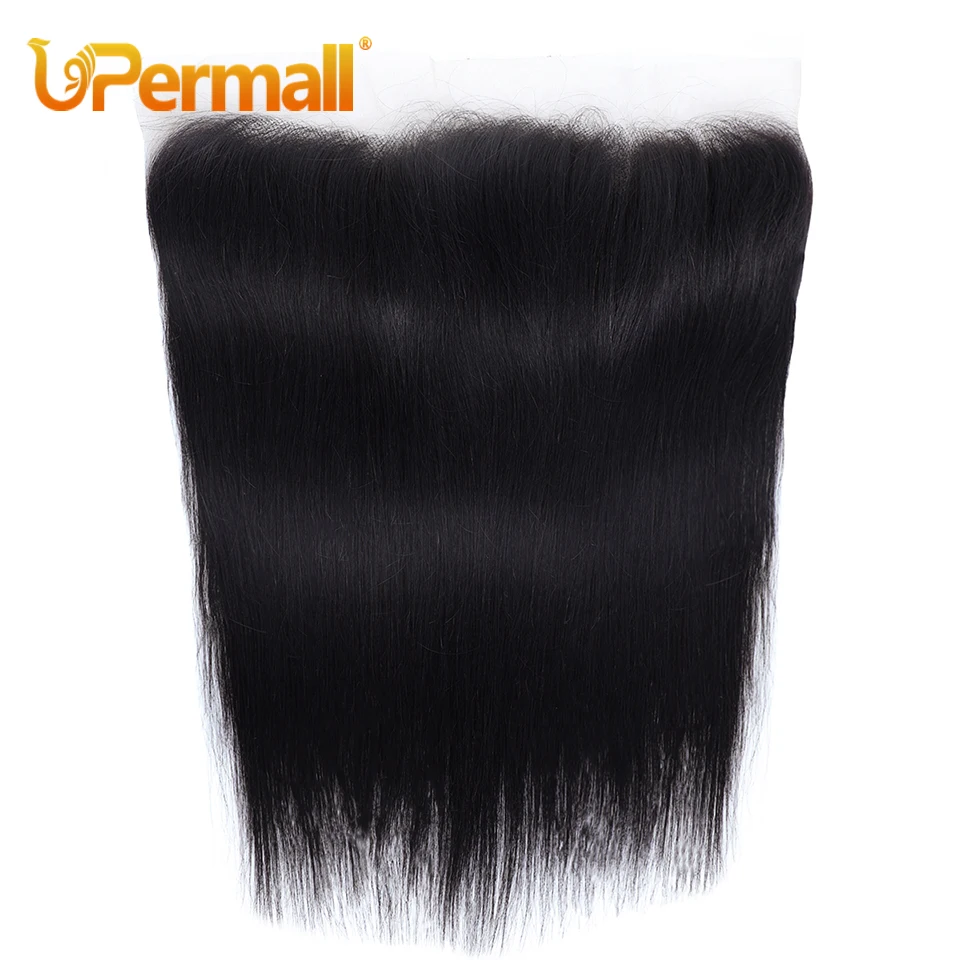 Upermall Pre Plucked Swiss 4x4 5x5 Lace Closure 13x4 Frontal Transparent Can Be Bleached Brazilian Human Hair Straight Body Wave