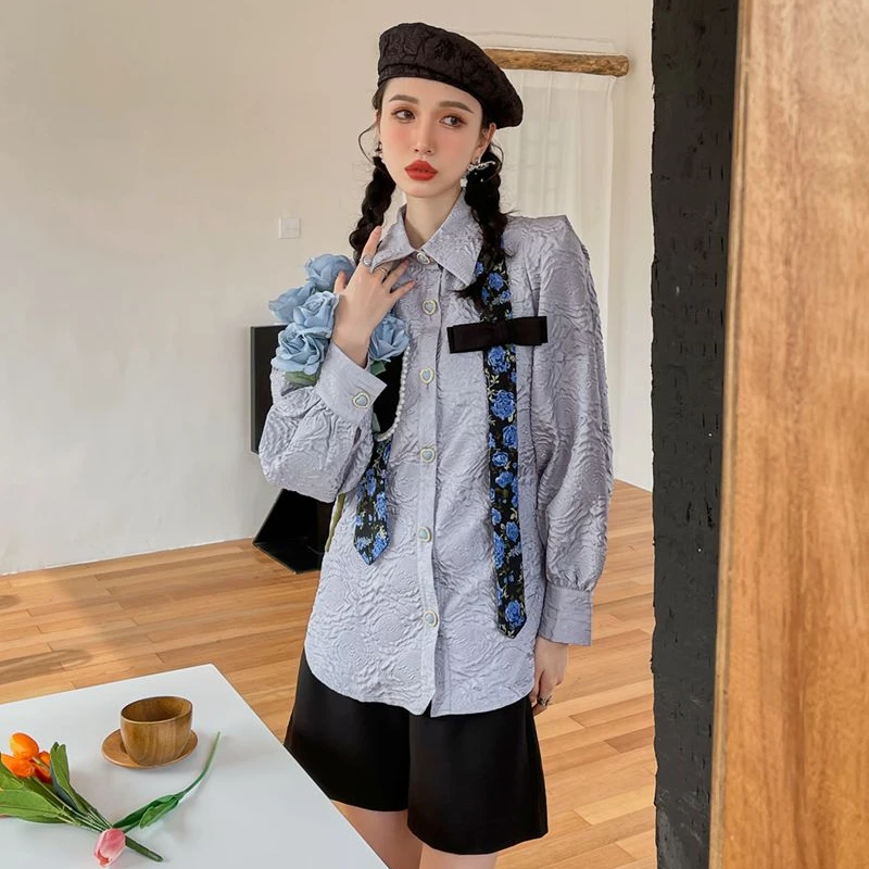 

Large Size Women's Blouse Loose Printing Shirt Elegant Streetwear Summer Korean Style Top Fashion 2022 Female Clothing