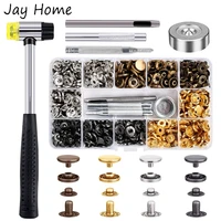 120 sets snap fasteners kit 12mm metal button snaps press studs with setting tools hammer 4 color leather snaps for clothes bags