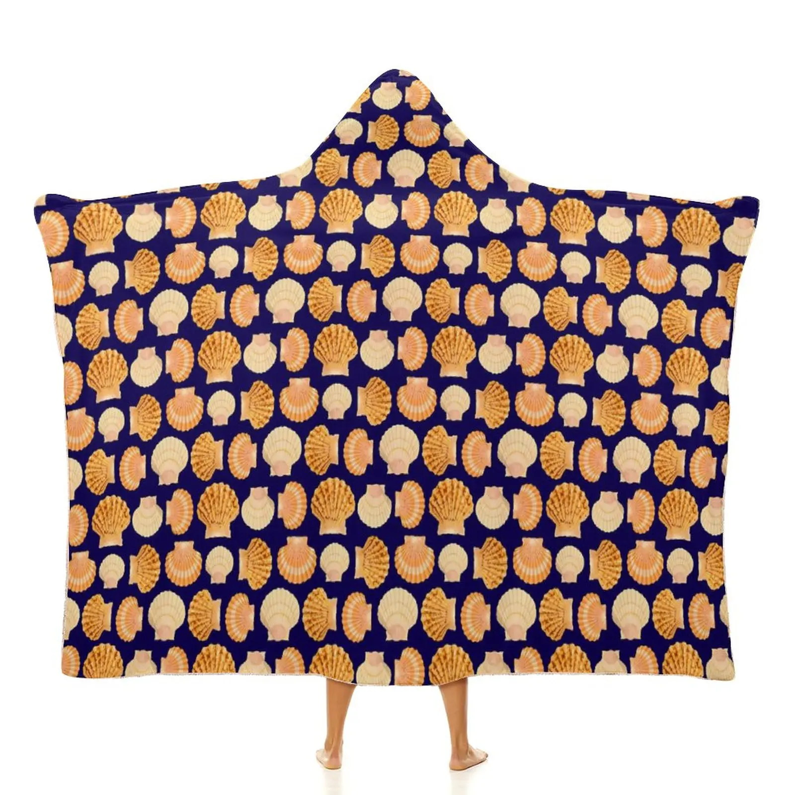 

Scallop Shells Blanket Animal Print Colorful Hooded Fleece Blanket Armchair Super Soft Fashion Bedspread