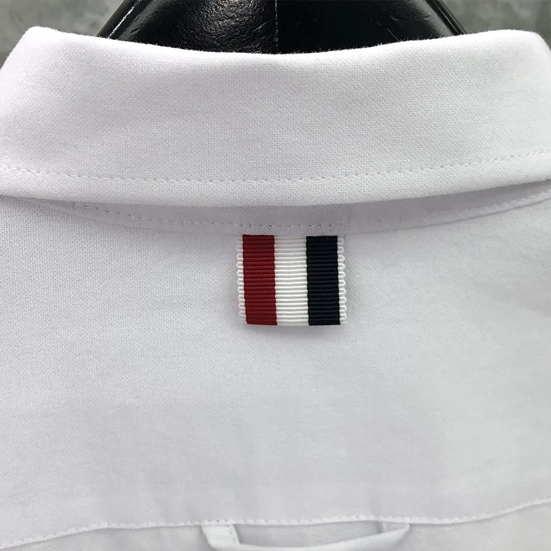 TB Man Clothes New Shirt Line Embroidery Shirts Men Slim Long Sleeve Casual Oxford Spring Autumn Solid Men's Clothing
