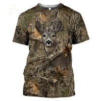 camouflage hunting animal rabbit mens summer casual oversized 3d t shirt street fashion short sleeve pullover