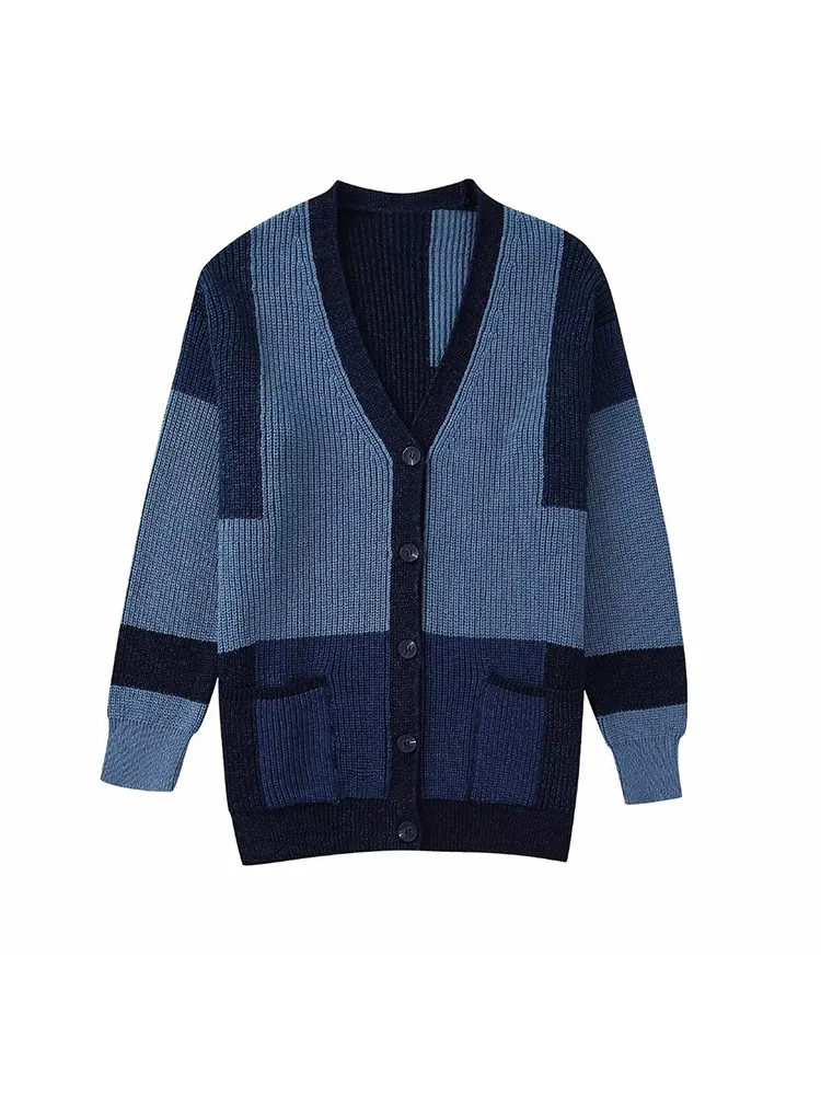 

BM&MD&ZA 6771157 Women 2022 New Fashion Pocket decoration Knitted Cardigan Vintage Long Sleeve Female Outerwear Tops 6771/157