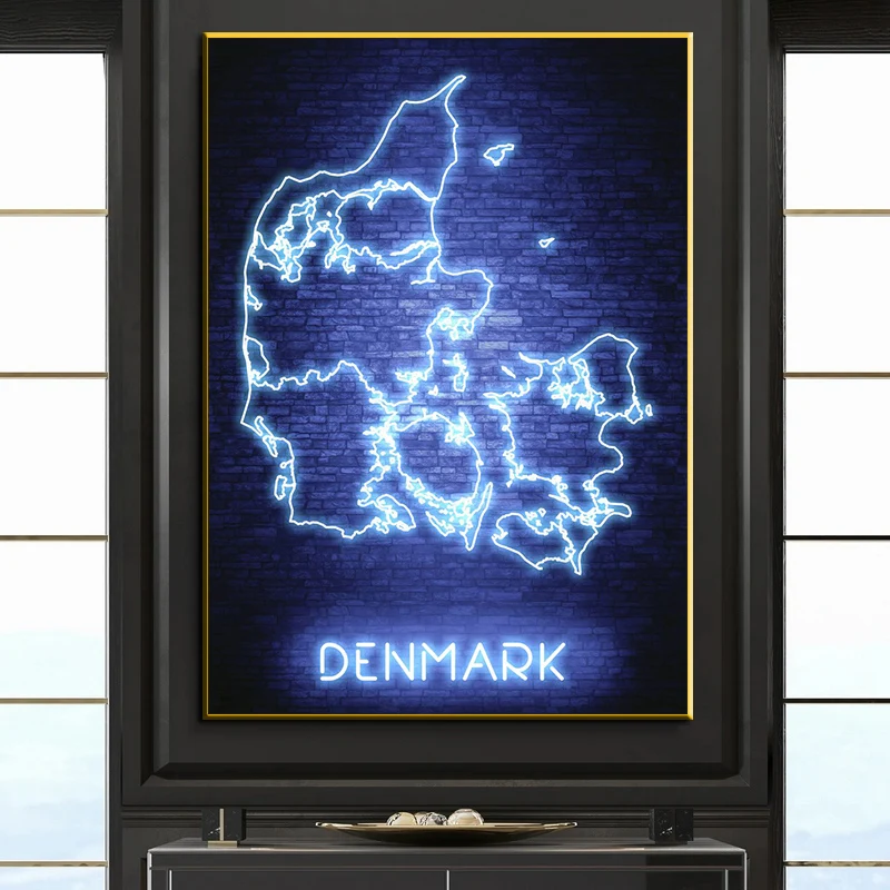 Неоновое искусство абстрактная карта мира Холст Живопись Сингапур Португалия