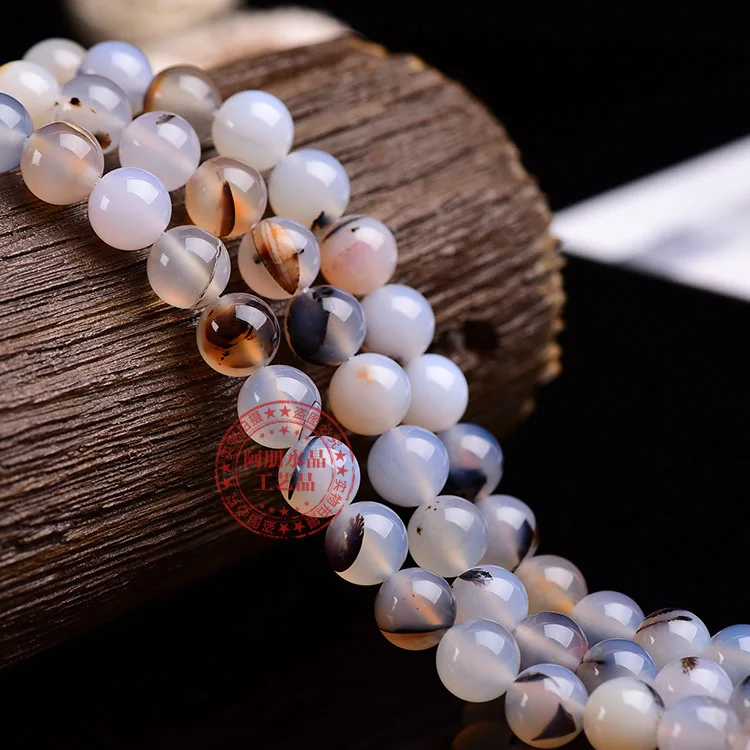 

Natural crystal agate chalcedony round beads semi-finished handmade beaded bracelet/necklace accessories factory wholesale