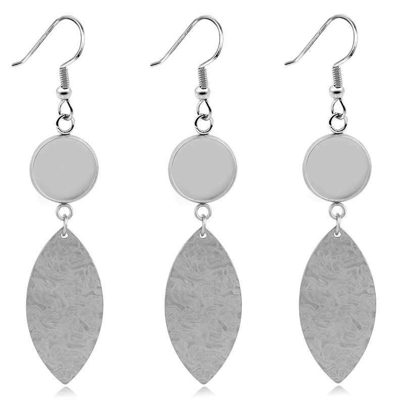 

6pcs Stainless Steel Earring Hook Cabochon Blank Base Setting Fit 10 12 14 16 18mm Tray Bezel Findings DIY Glass Jewelry Making