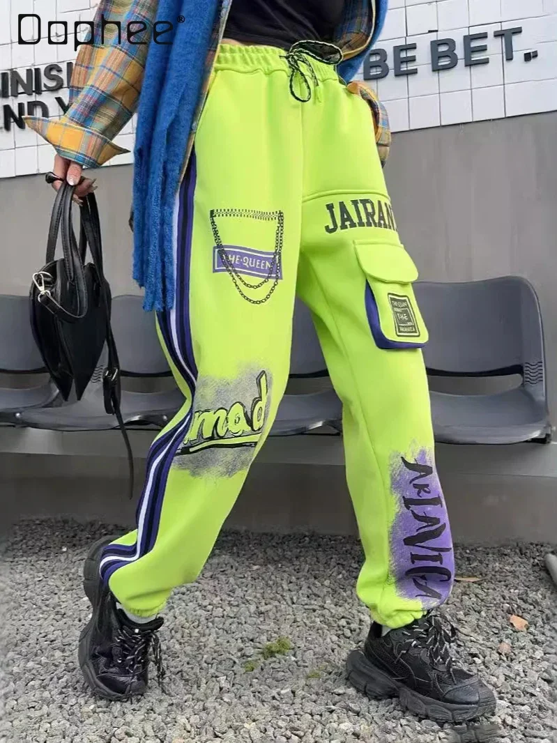 Американские граффити Спортивные Повседневные брюки свободные карго с