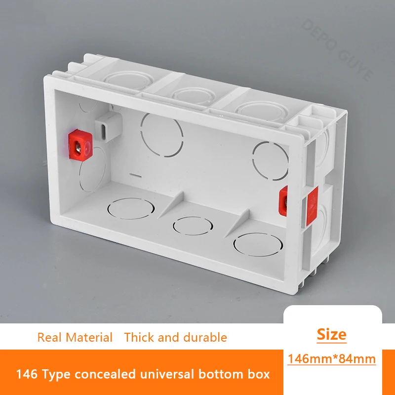 

146 Тип Настенный монтажный блок Внутренняя кассета 146 мм * 86 мм Стандартная розетка для установки нижней коробки Белая задняя коробка