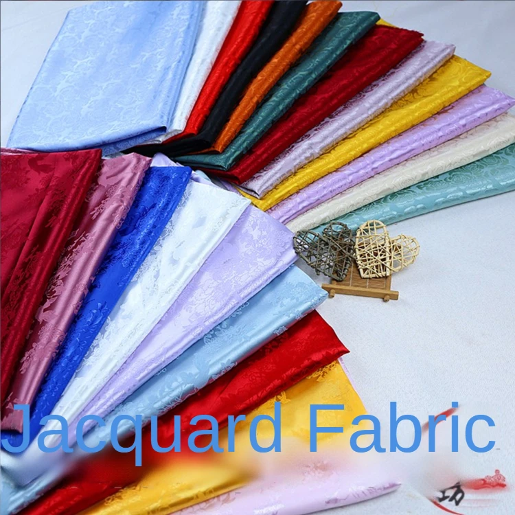 Jacquard Fabric Micro-elastic By The Meter for Sewing Clothes High-grade Cloth Cheongsam Skirt Drape Opaque Soft Plain White red