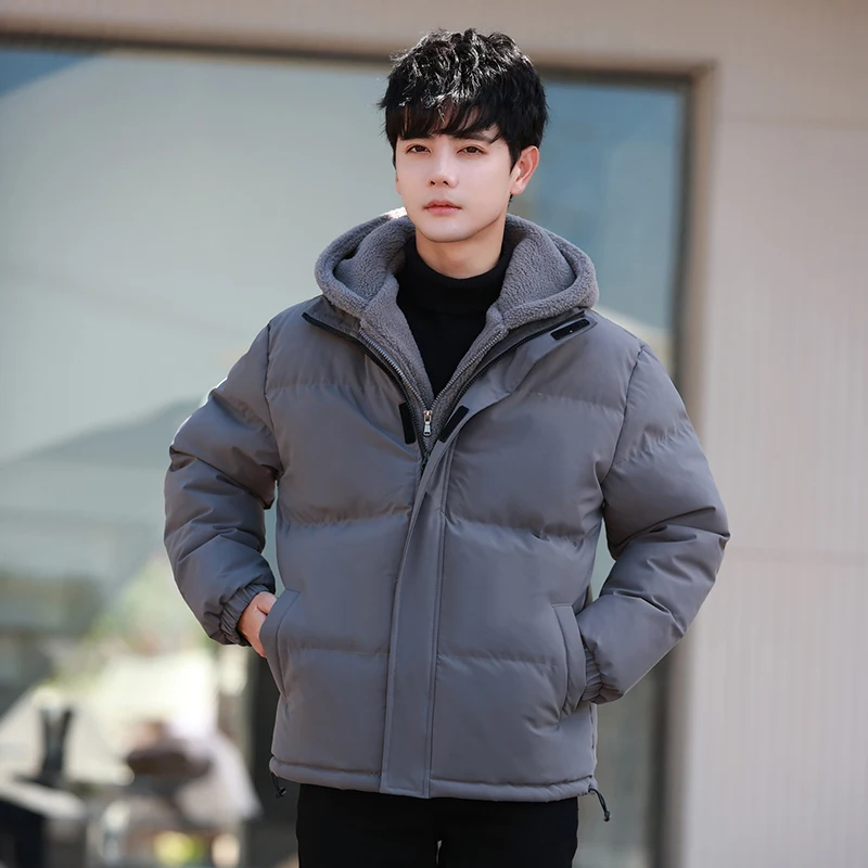 New Korean Winter Fashion Versatile Youth Thickened Cotton Dress Men'S Trend Loose Relaxed Warm And Cold Resistant Hooded Coat