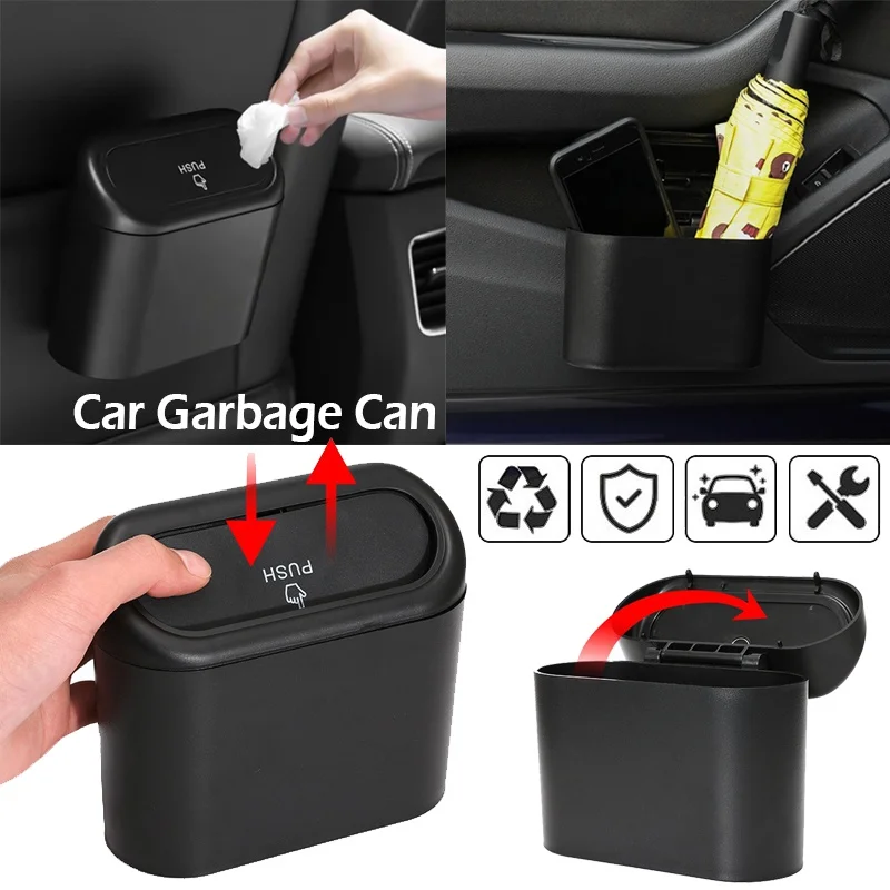 

1pc Multi-function Car Trash Can Car Hanging Garbage Box with Lid Car Interior Accessories