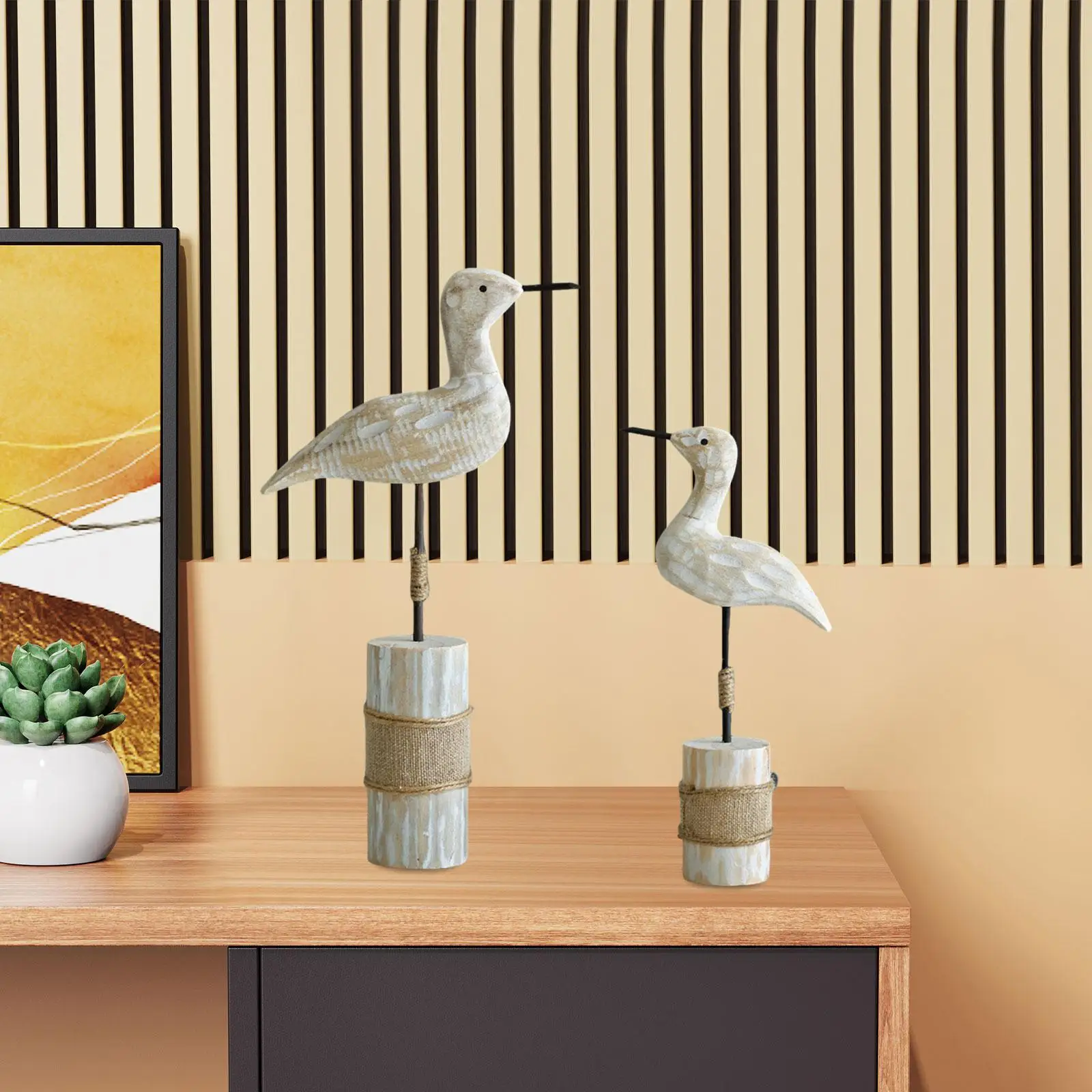 2x статуя чайки с основанием украшение для стола износостойкая деревянная