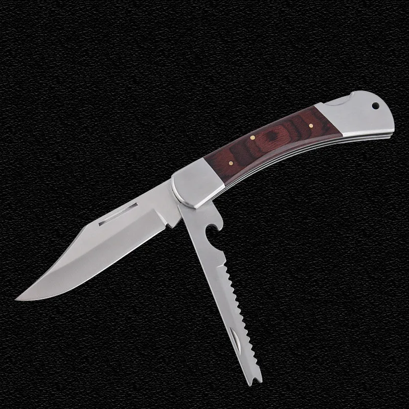 Складной нож тактический карманный резец из нержавеющей стали с деревянной