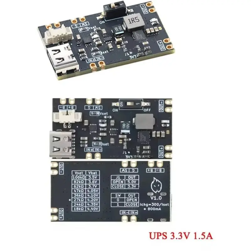 Фото Модуль ИБП для микроконтроллеров ABJF-3.3V 5V с выходом 1.5A/1A, плата зарядки литиевых батарей №4