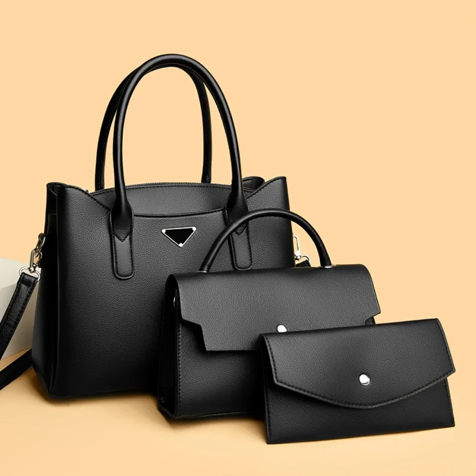 Набор из 3 предметов винтажная женская сумка-тоут высококачественные кожаные