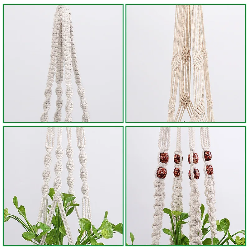 Macrame Plant Hanging Basket Handmade Knotted Planter Hanger Flower Pot Holder Garden Lifting Cotton Rope Indoor Boho Home Decor |