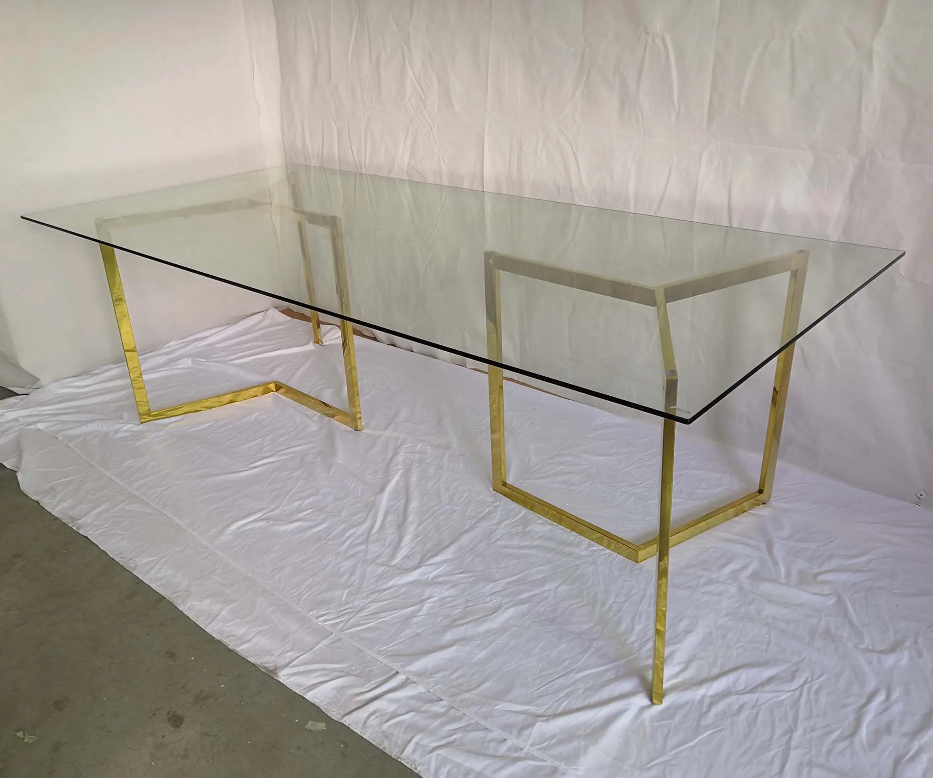 

Роскошный зеркальный Прямоугольный Обеденный стол 72 дюйма со стеклянной столешницей, прямоугольный стол для дома, отеля, ресторана, мебель