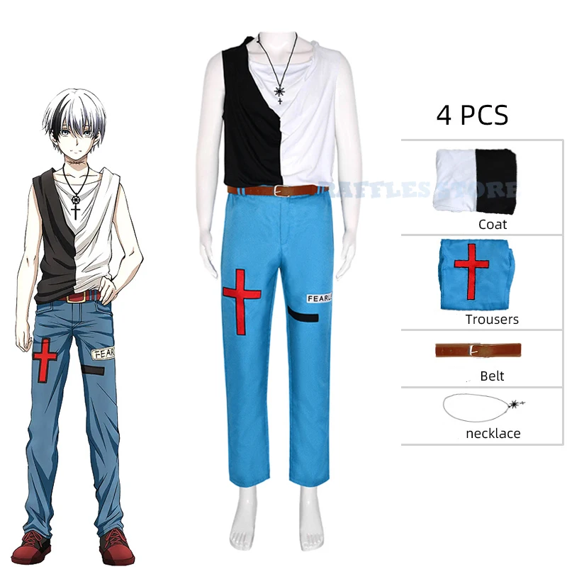 

Костюм для косплея Shinomiya в горошек, аниме «мертвая монета», костюм для косплея DMDP, костюм на Хэллоуин для мужчин, топ и штаны, ожерелье