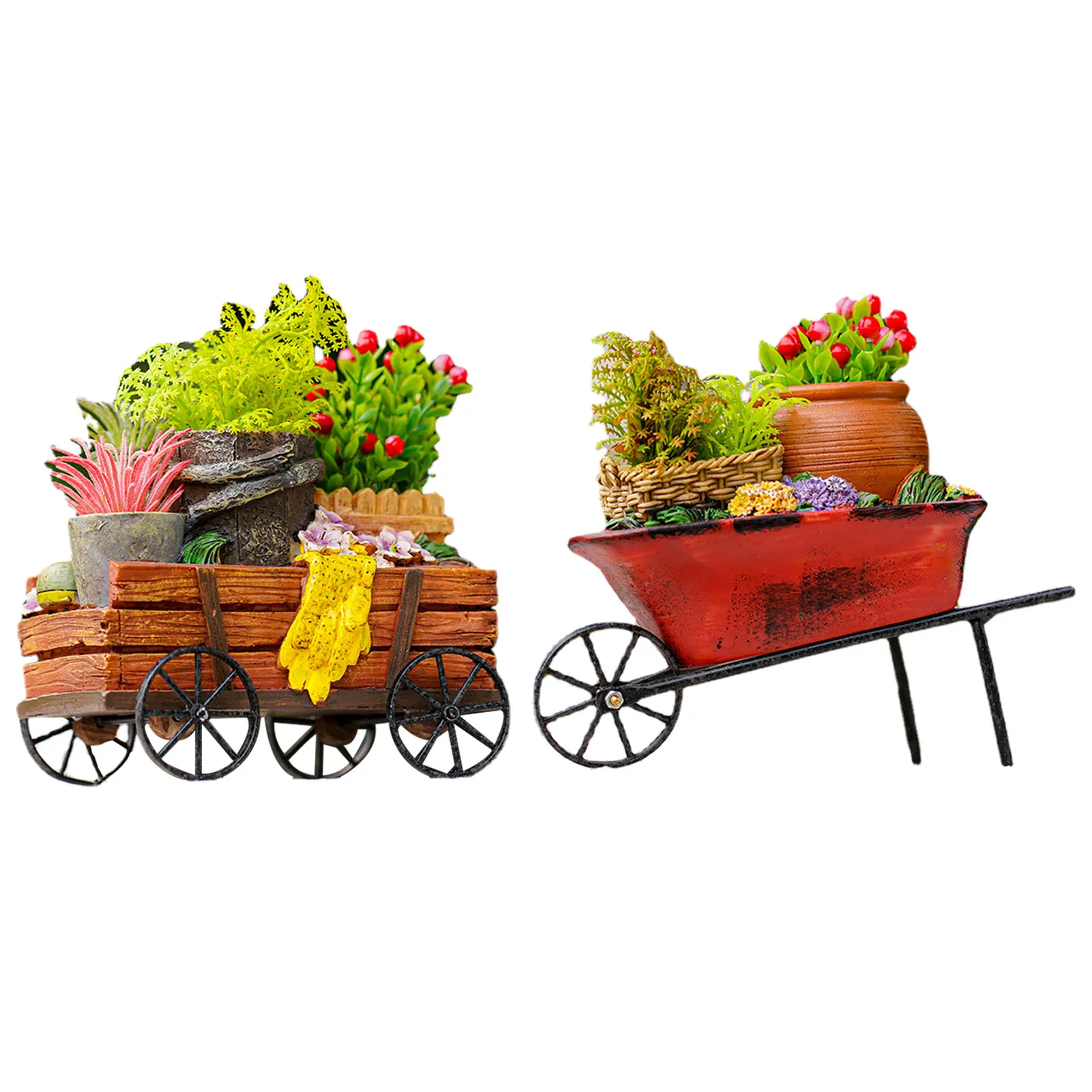 

Cart Flower Pot Resin Succulent Planter Holder Creative DIY Wheelbarrow Resin Plants Pot Mini Desktop Ornament Succulent Herb