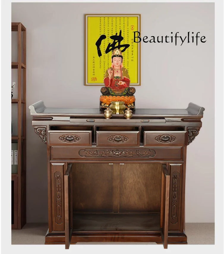 Храм Будды в китайском стиле алтарь из цельного дерева курильница стол шкаф ниша
