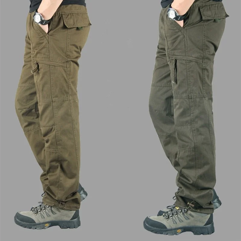 

Spring Autumn Men's Thin Multi-pocket Overalls Male Outdoor Fishing Climbing Camping Cotton Loose Military Straight Cargo Pants