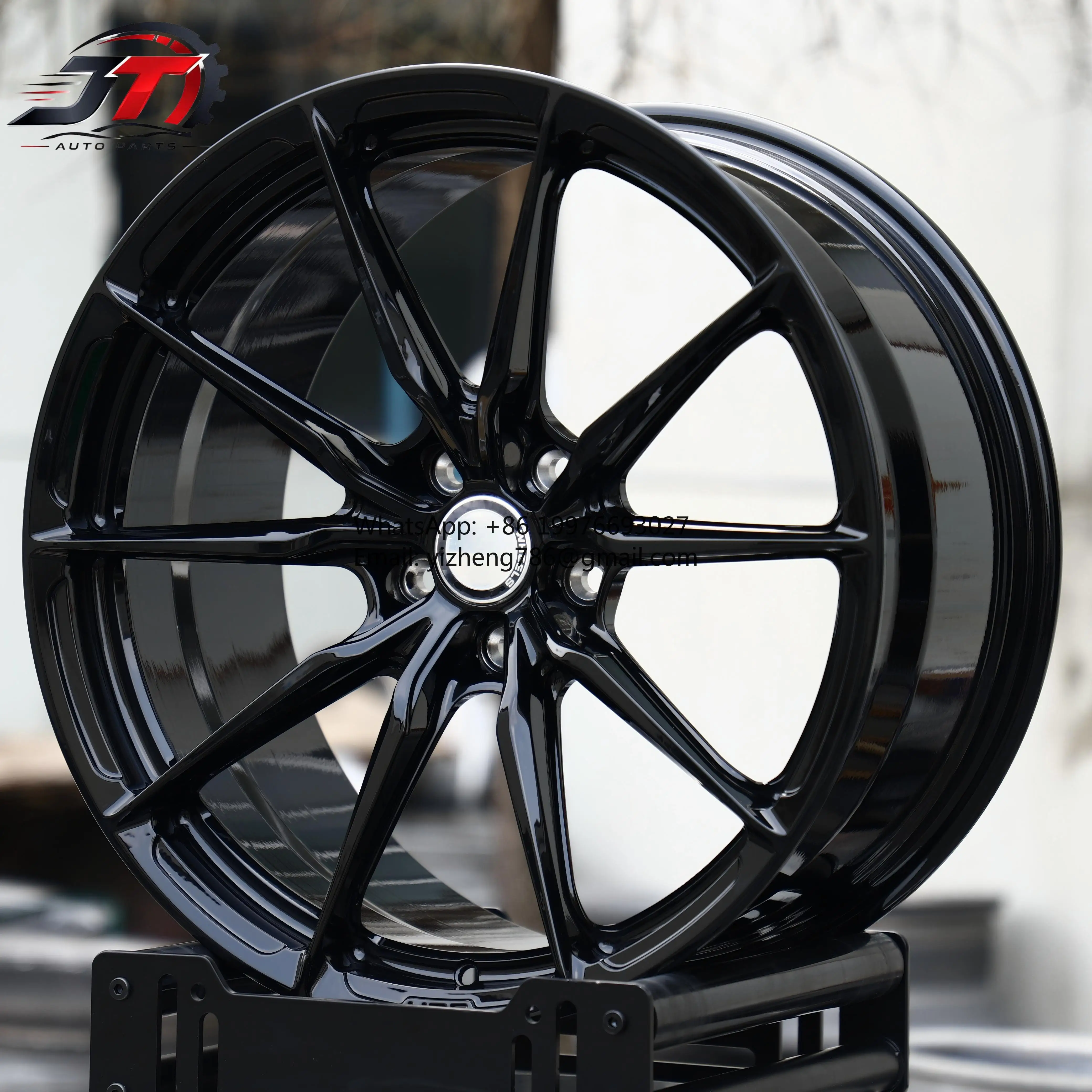 Фото Колесные диски JT Custom Car Rims 19, 20, 21 дюйм, 5x130, глянцево-черные, из алюминиевого сплава, для 911, Cayenne, Carrera, Taycan, Panamera. №1