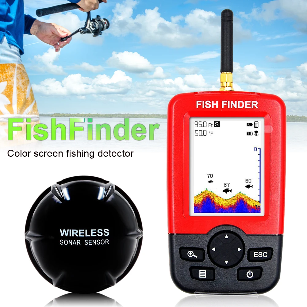 

Portable Fish Finder Wireless Sonar Sensor For Fishing 50M Water Depth Rechargeable Fish Detector With Alarm Fishing Finder