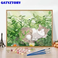 gatyztory paint by number cat drawing on canvas gift diy pictures by numbers animal kits number painting art home decor